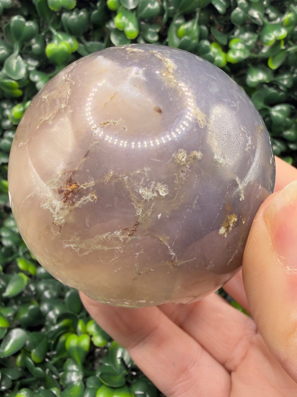 Druzy Moss Agate Sphere 60mm - Picture 9 of 9